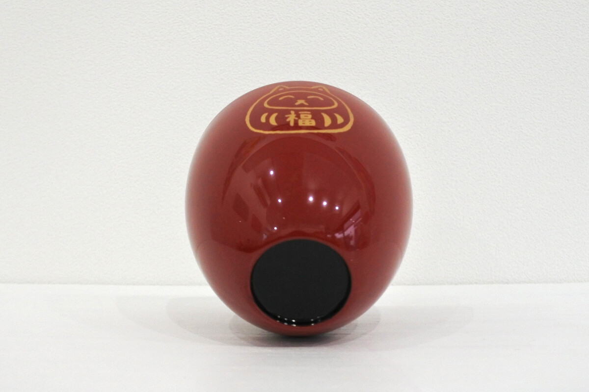 越前漆器  ねこだるま 赤（桐箱付き）の画像