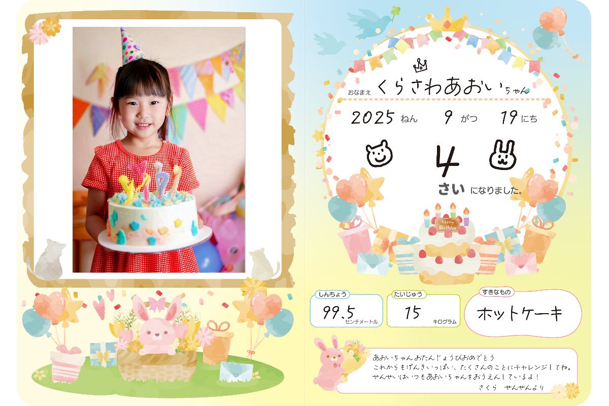 お誕生日カード うさくまパーティー